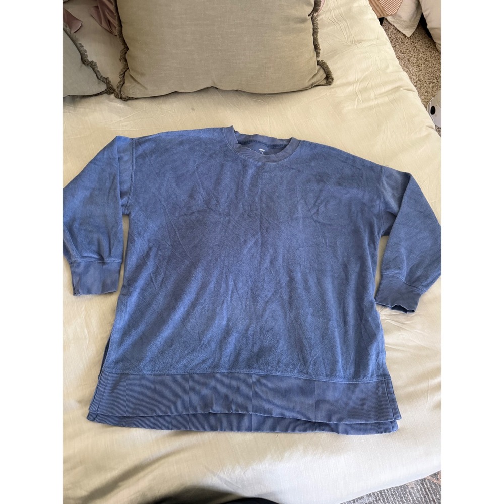 Aerie Plush Fleece Crewneck Sweatshirt Long Sleeve Blue Size L Cozy Casual‎
